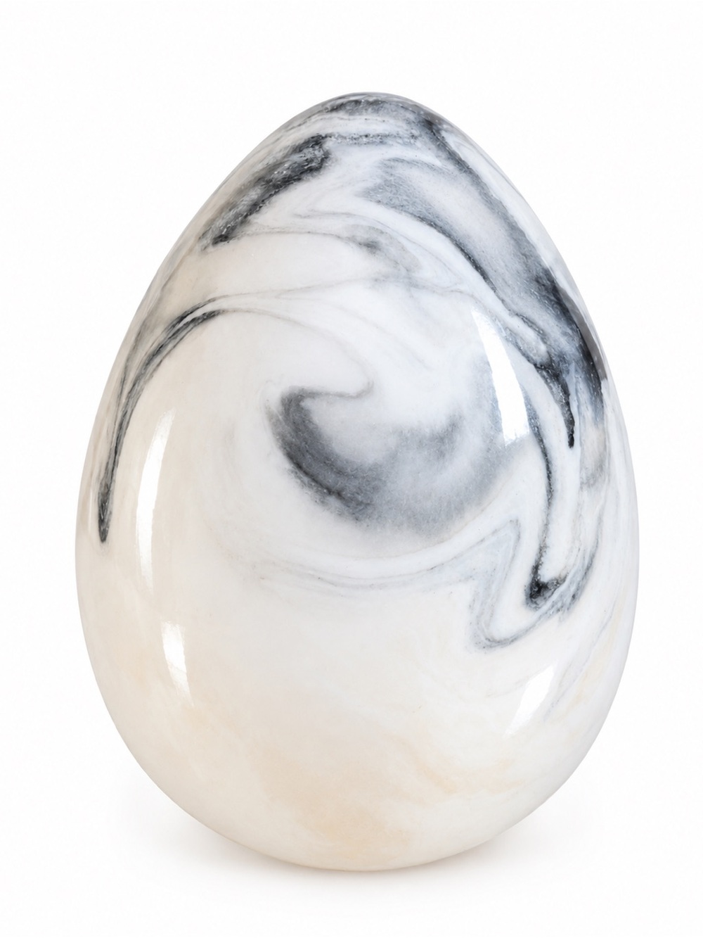1970s Swirled Marble-Look Ceramic Egg Trinket Jewelry Gift Box Perfect Beautiful
